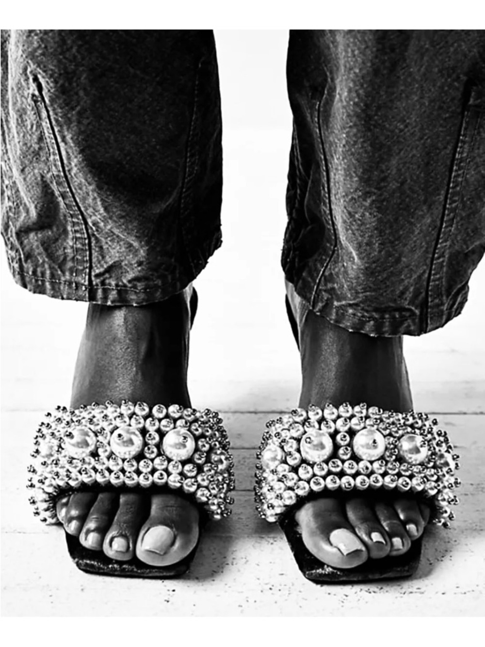 New Jeffrey Campbell Pearl Mules, Black, size 7.